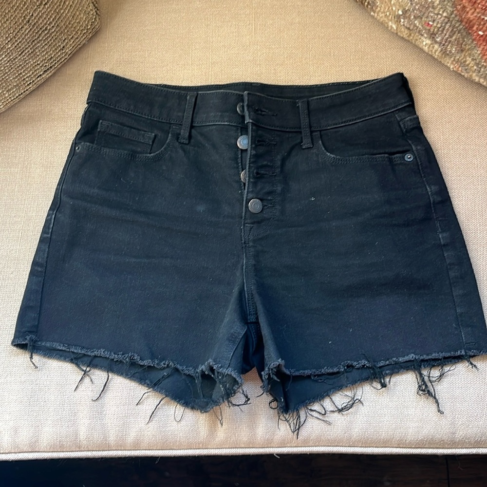 Black denim cutoff shorts